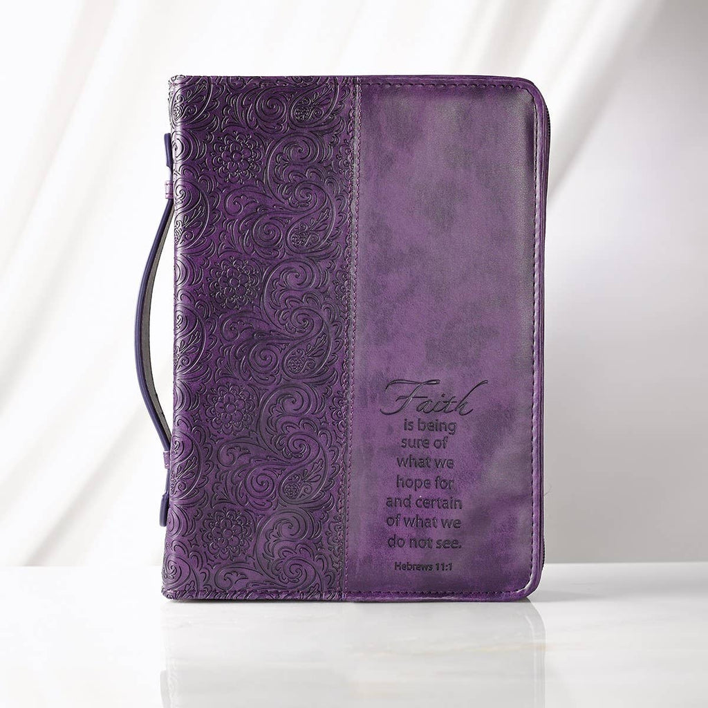 Bible Cover Fashion Purple Faith Heb. 11:1 LARGE