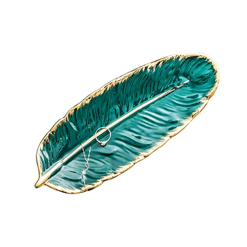 Small Feather Trinket Dish - Green