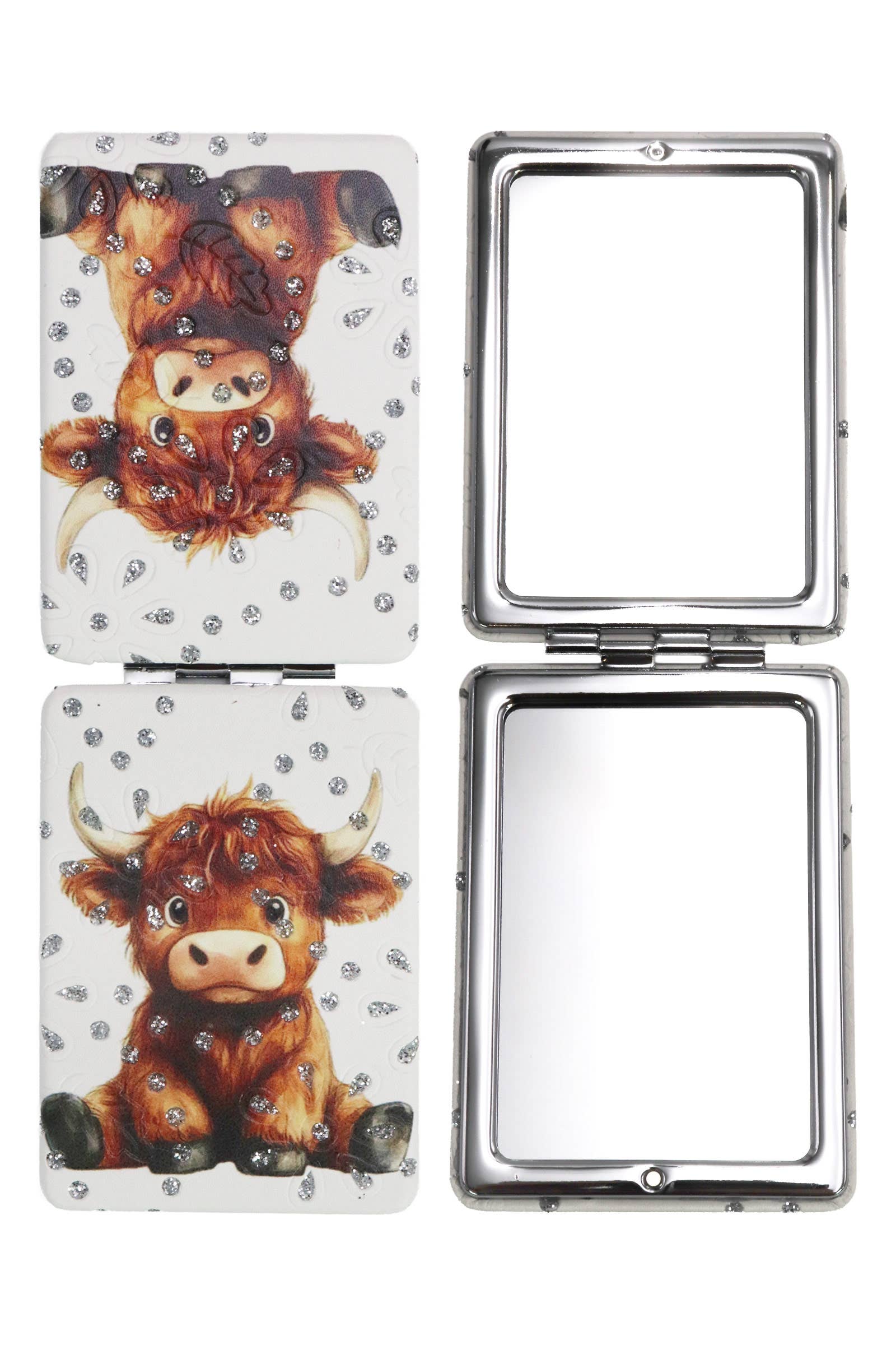Baby Cow Glitter Rectangular Compact Mirror