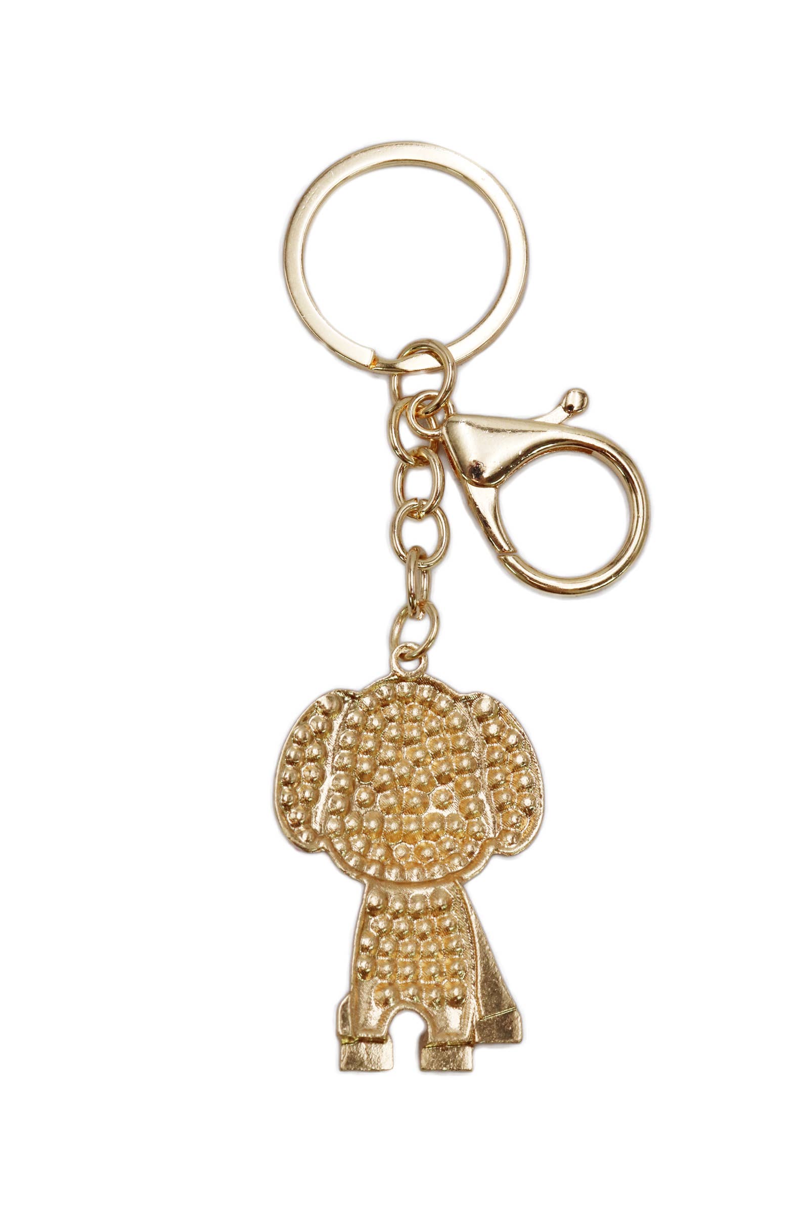 Puppy Dog Bling Rhinestone Gold Metal Key Chain