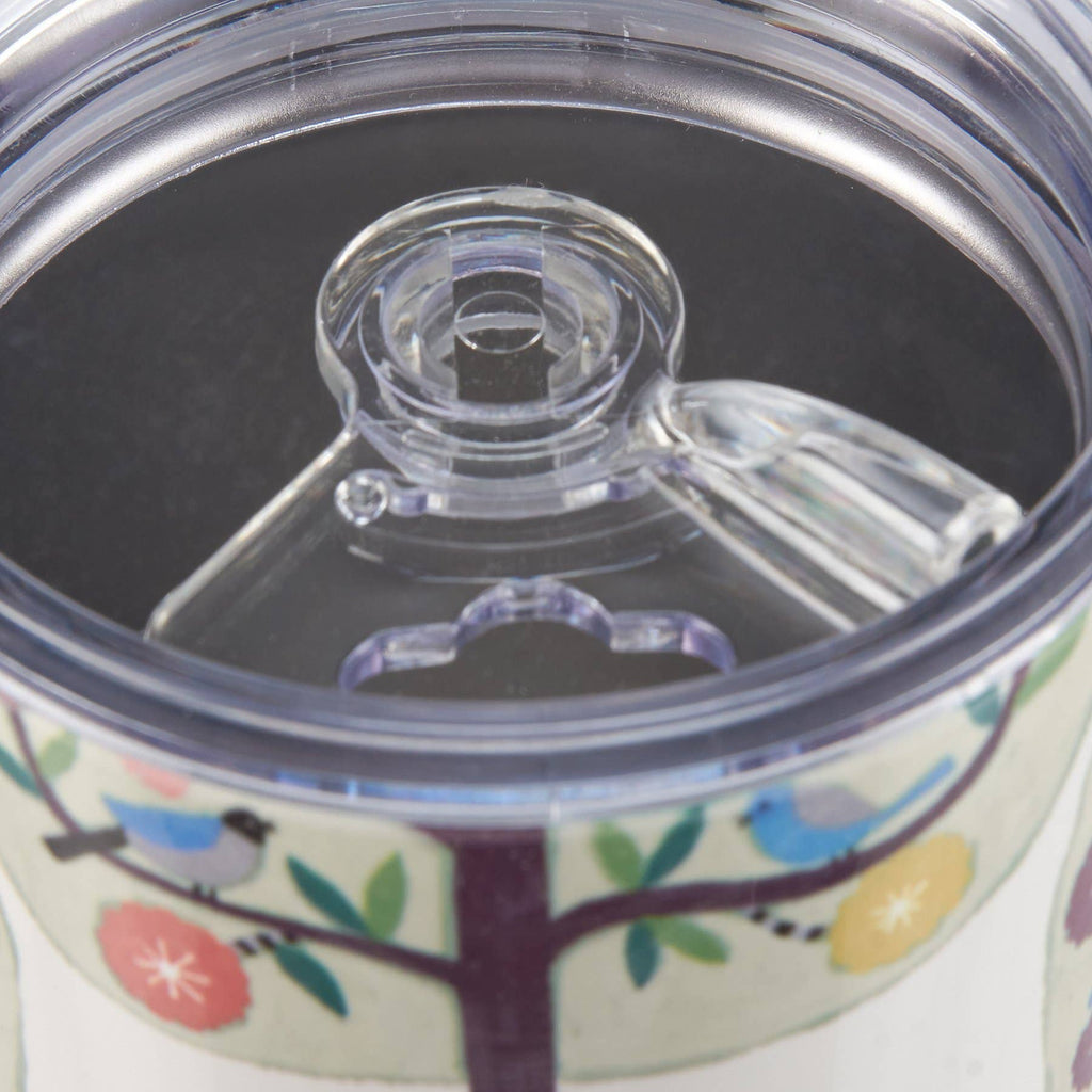 Cream Floral Trees Coffee Tumbler