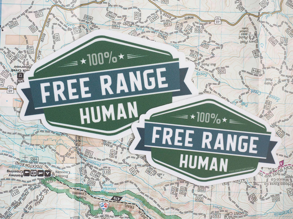 Free Range Human Stickers, Adventure Vinyl Decals