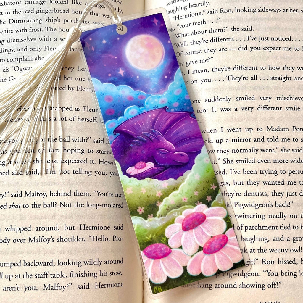 Wildflower Dragon Bookmark | Laminated + Optional Tassel