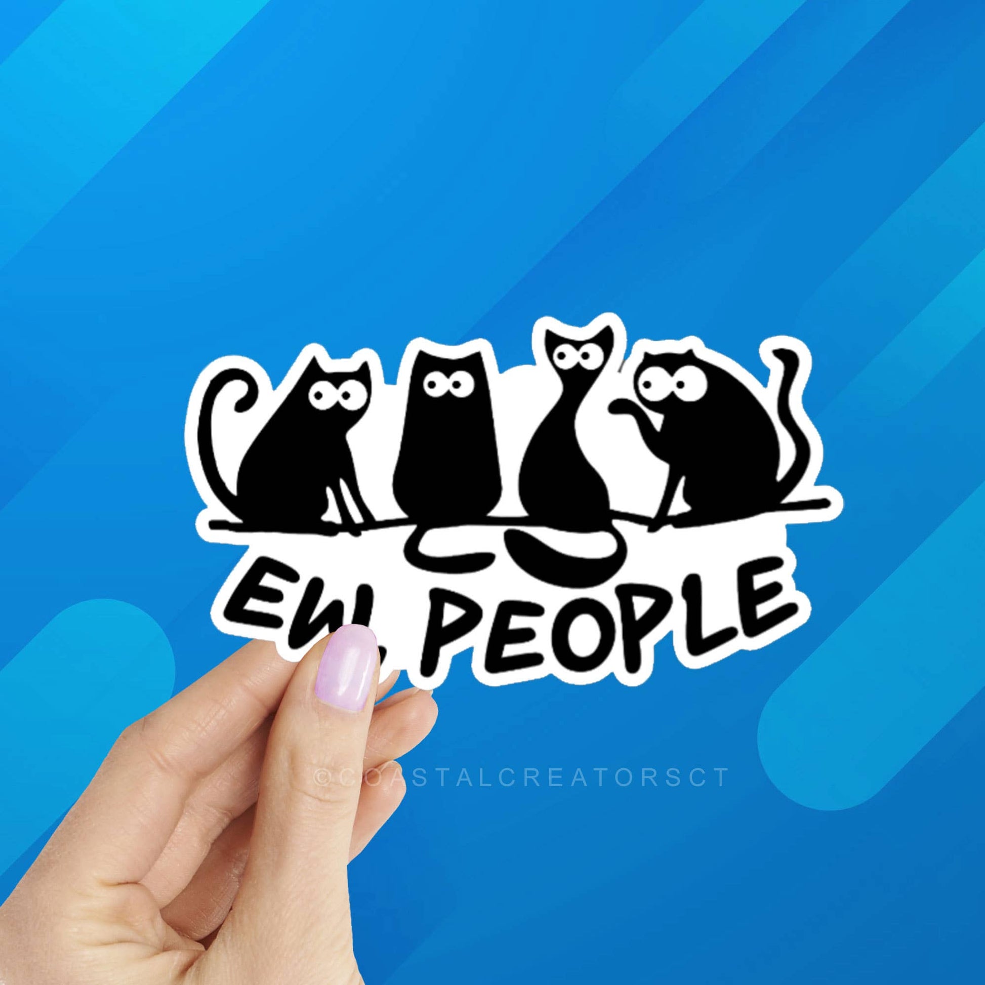 Cat "Ew People" Laptop & Water Bottle Sticker