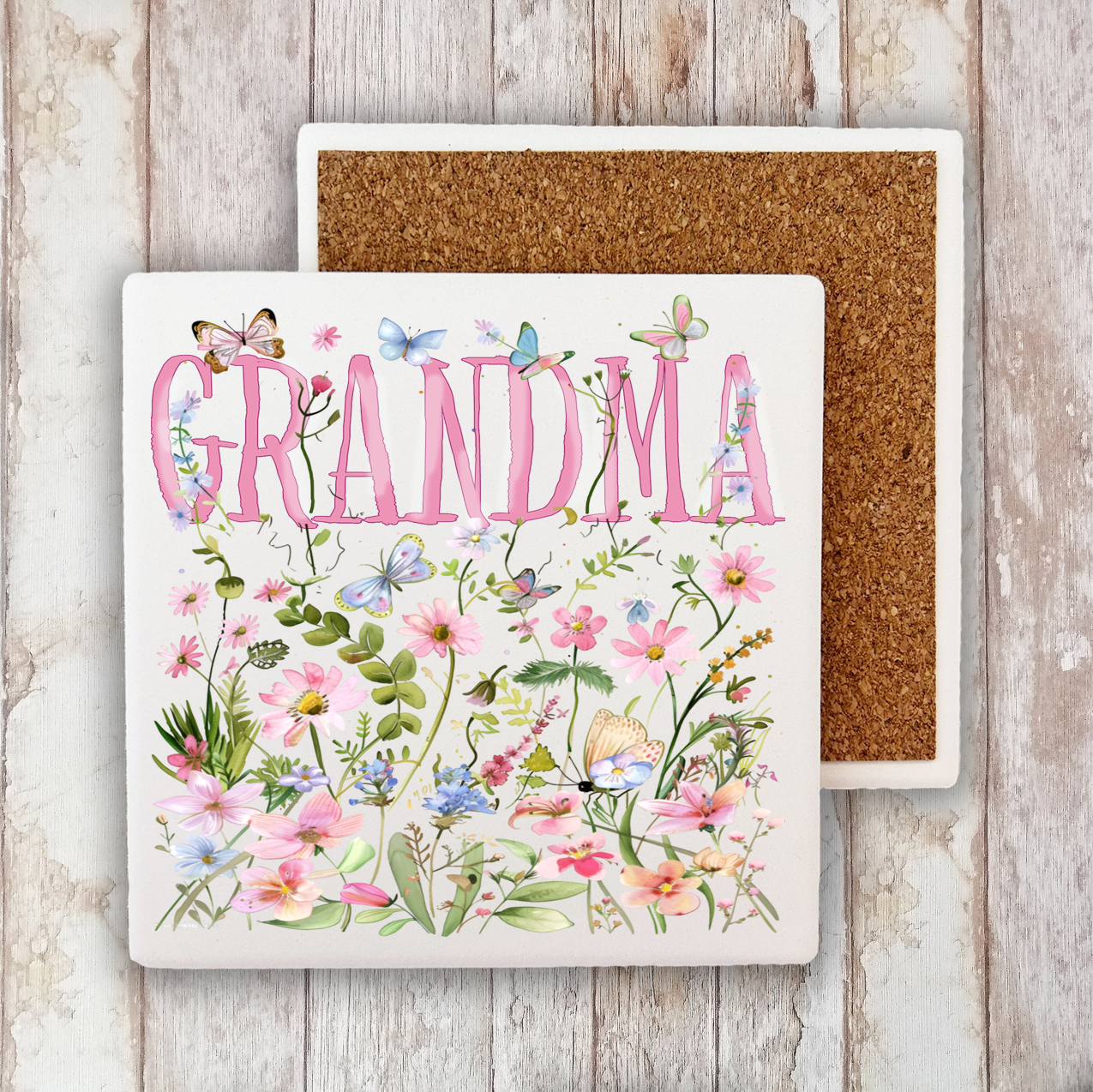Mother's Day Wild Flowers Grandma Stone Coaster