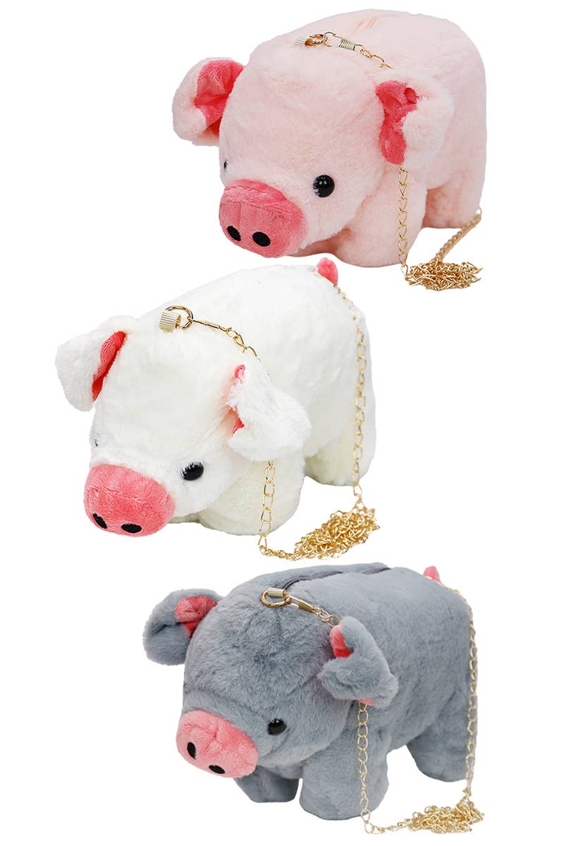 Chubby Piggy Fluffy Faux Fur Crossbody Purse Bag