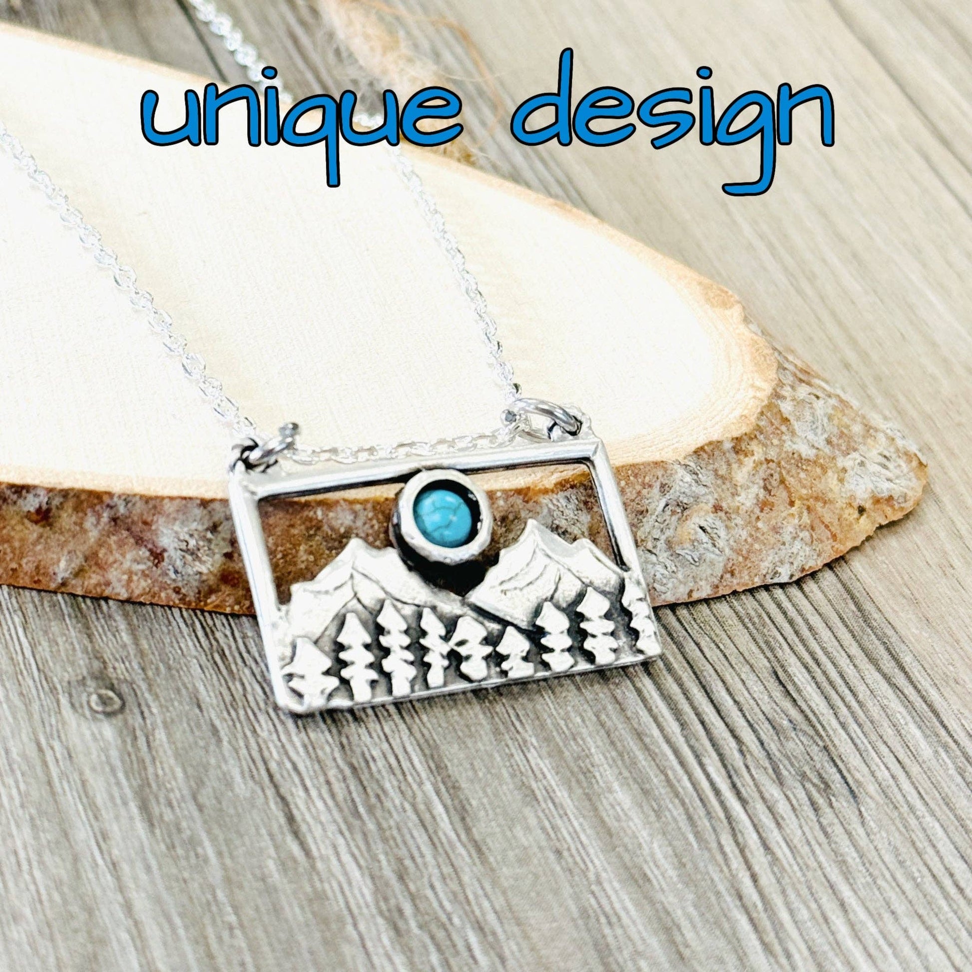 Turquoise mountain necklace bohemian western jewelry