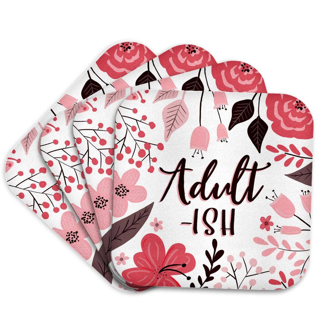 Adultish - Pretty Pink Floral, Soft Coaster