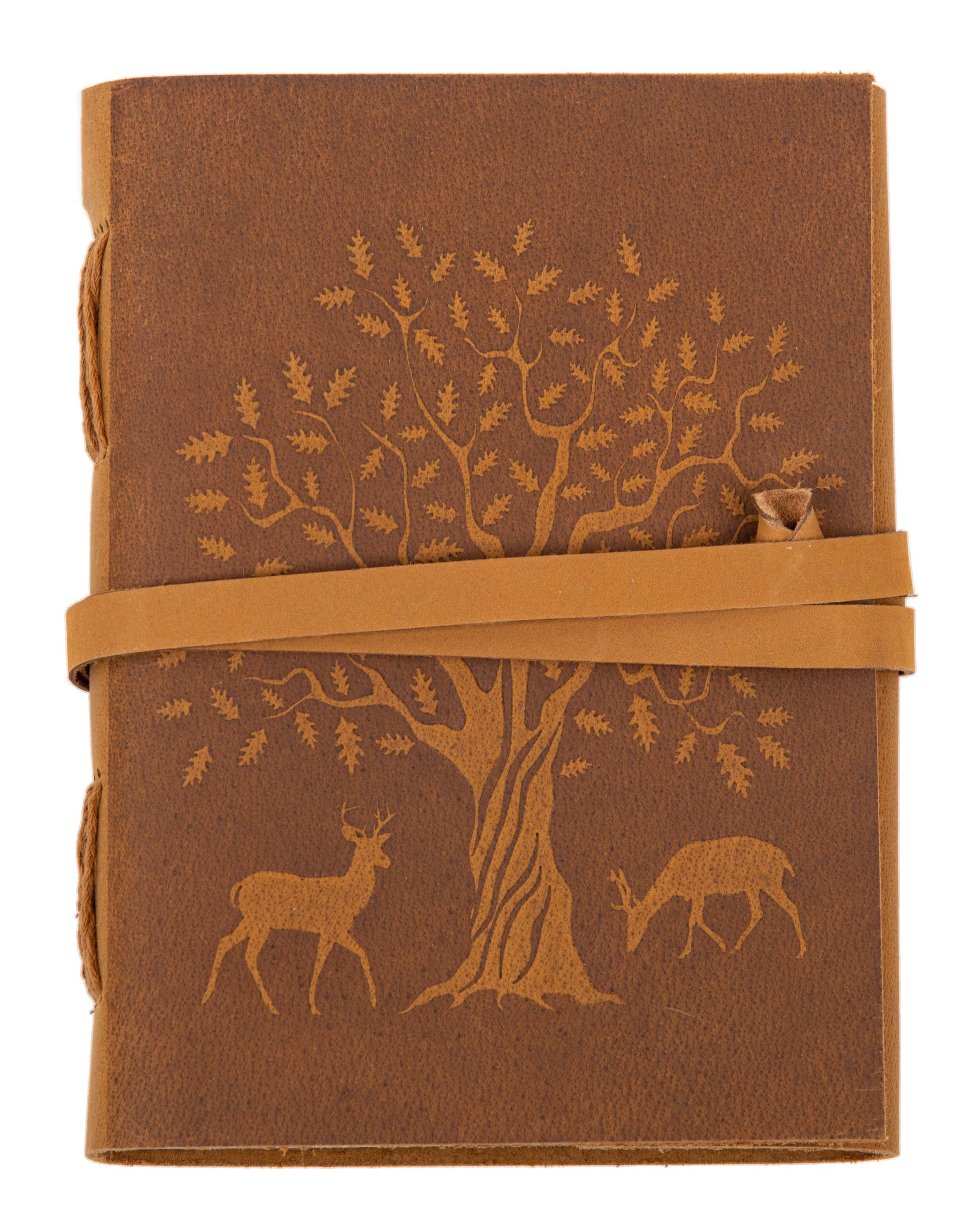 Embossed Leather Journal With Tree with Deer
