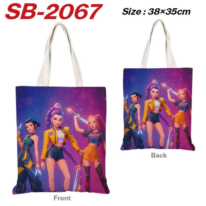 Kpop Demon Hunters full printing canvas shoulder tote bag