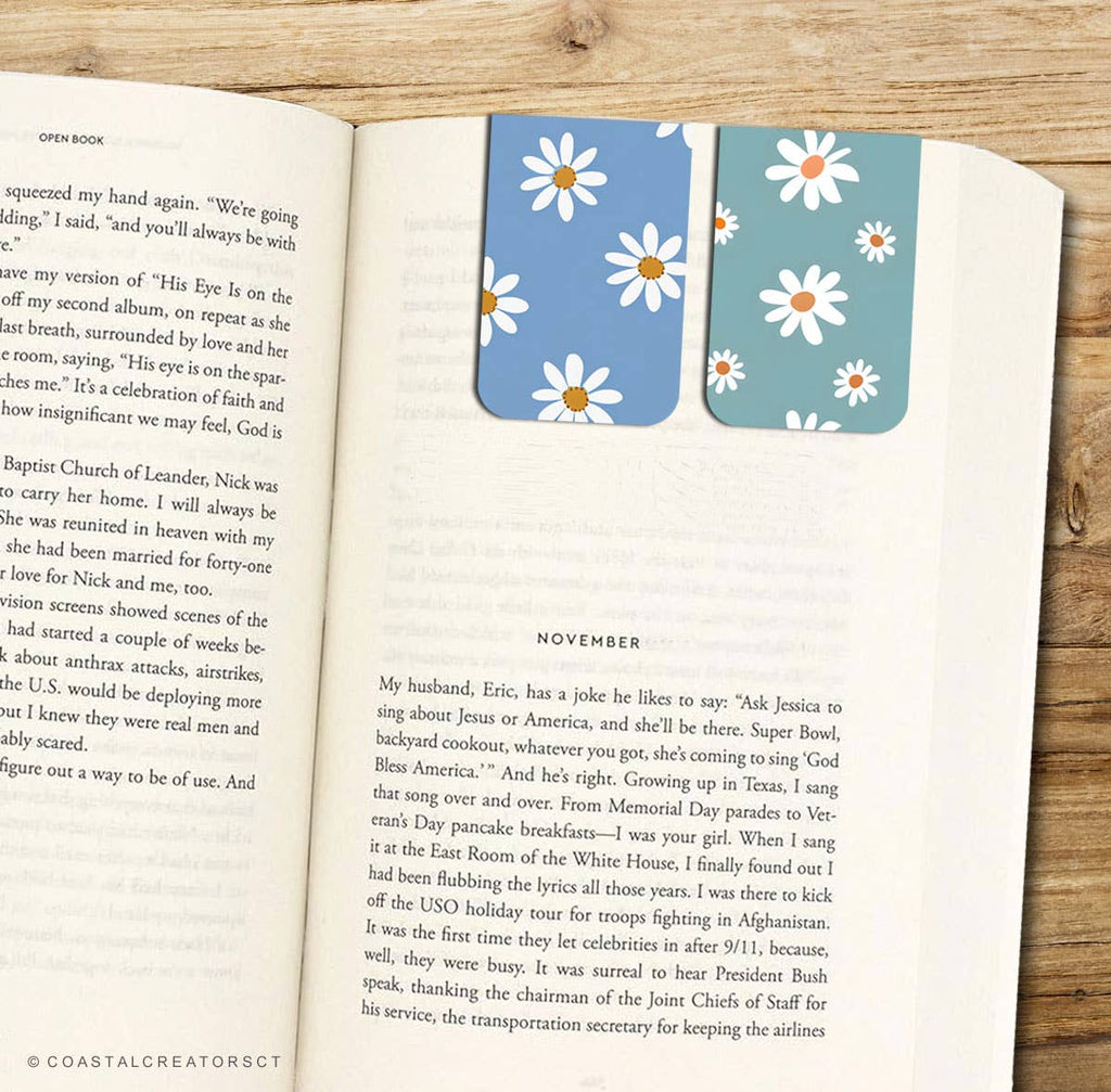 2-Pack Colorful Daisies Magnetic Bookmarks (Packaged)