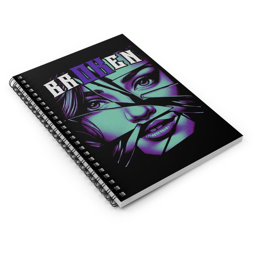 Broken V1 - Purple & Wht - Spiral Notebook - Ruled Line