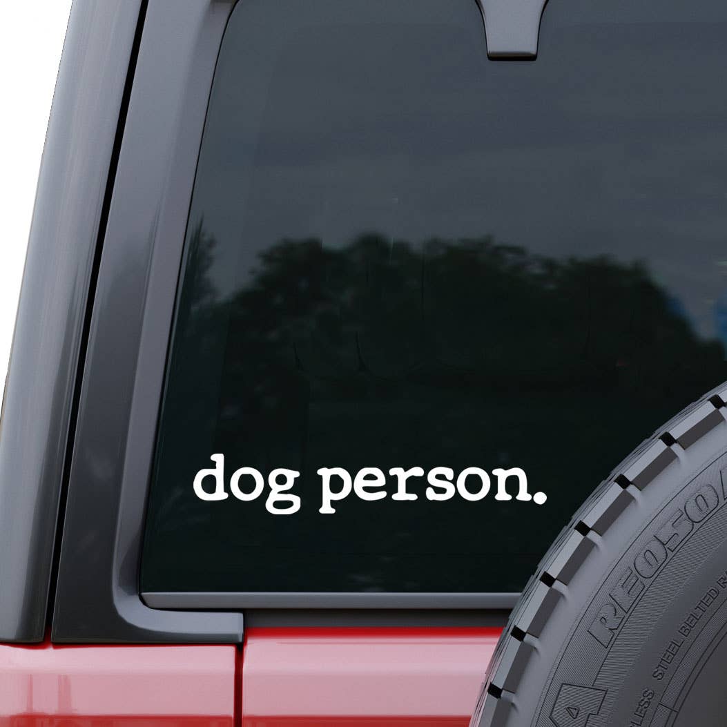 Dog Person White Vinyl Car Window Decal (2-Pack, Packaged)