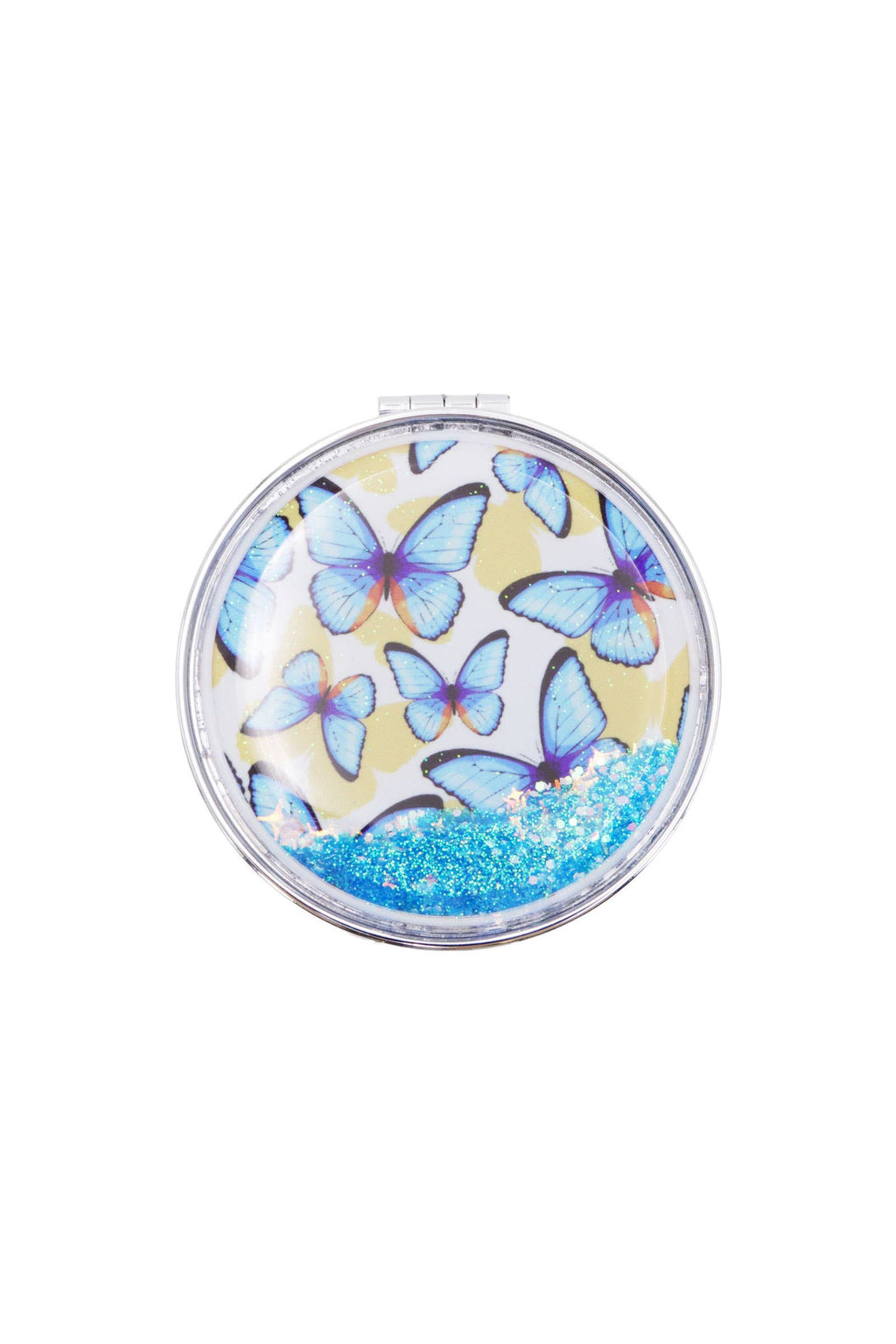 Butterfly Liquid Glitter Circular Compact Mirror