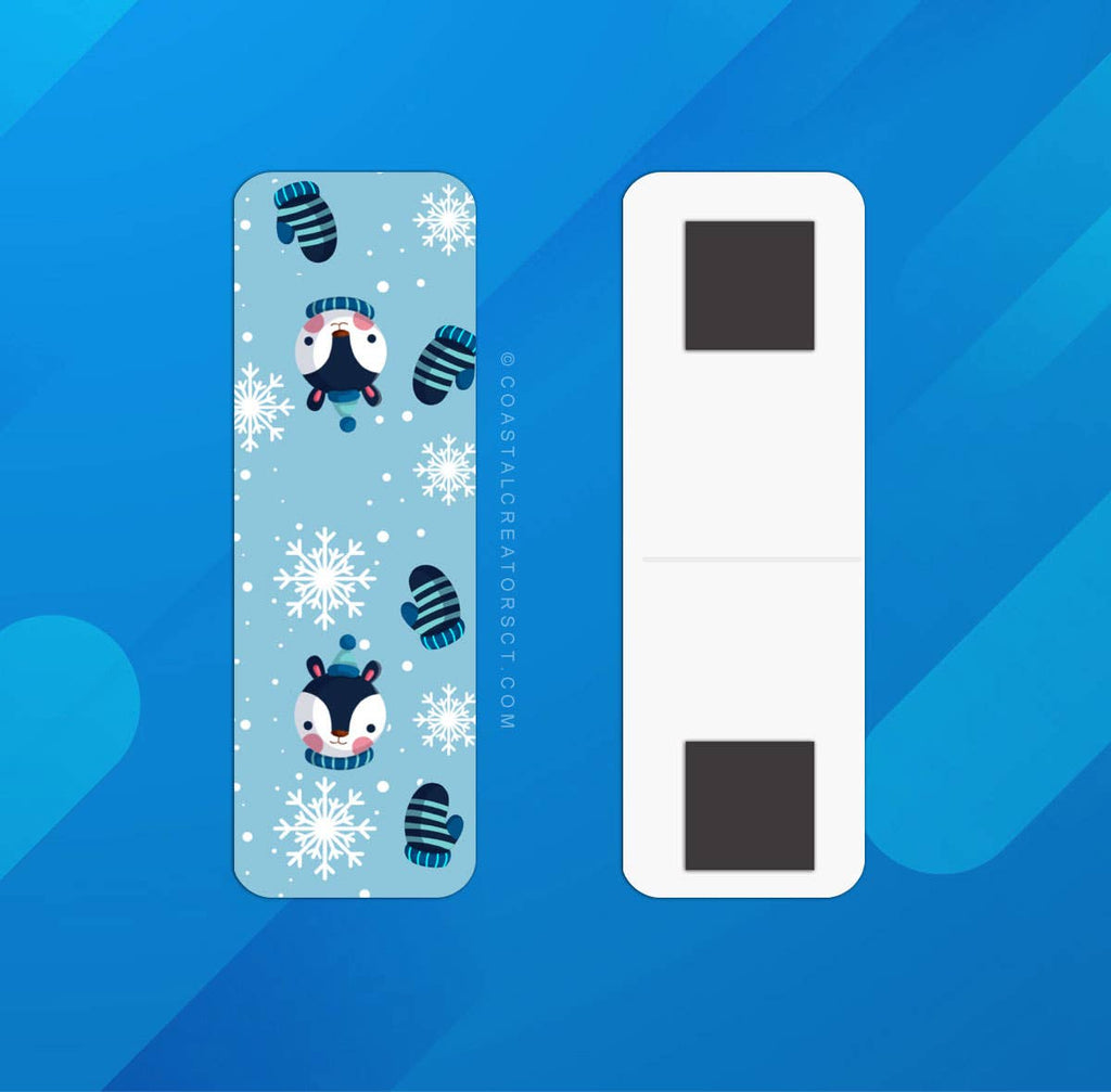 2-Pk Christmas Winter Penguins Magnetic Bookmarks (Packaged)
