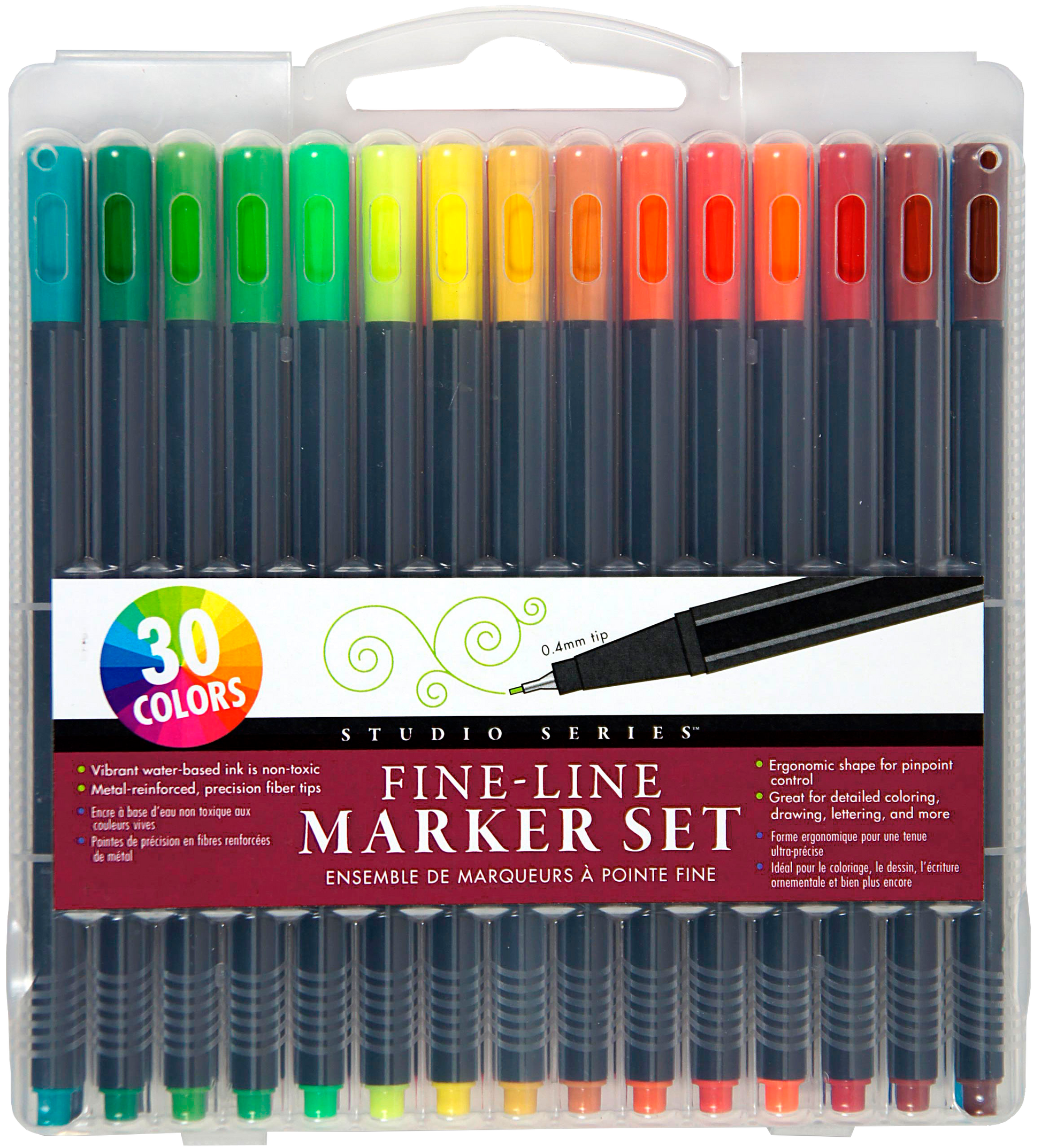 Studio Series Fine-Line Marker Set (30 colors, 0.4mm tip)