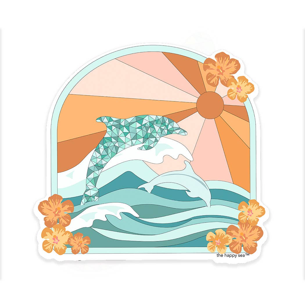 3.5" Sunset Dolphin Vinyl Sticker