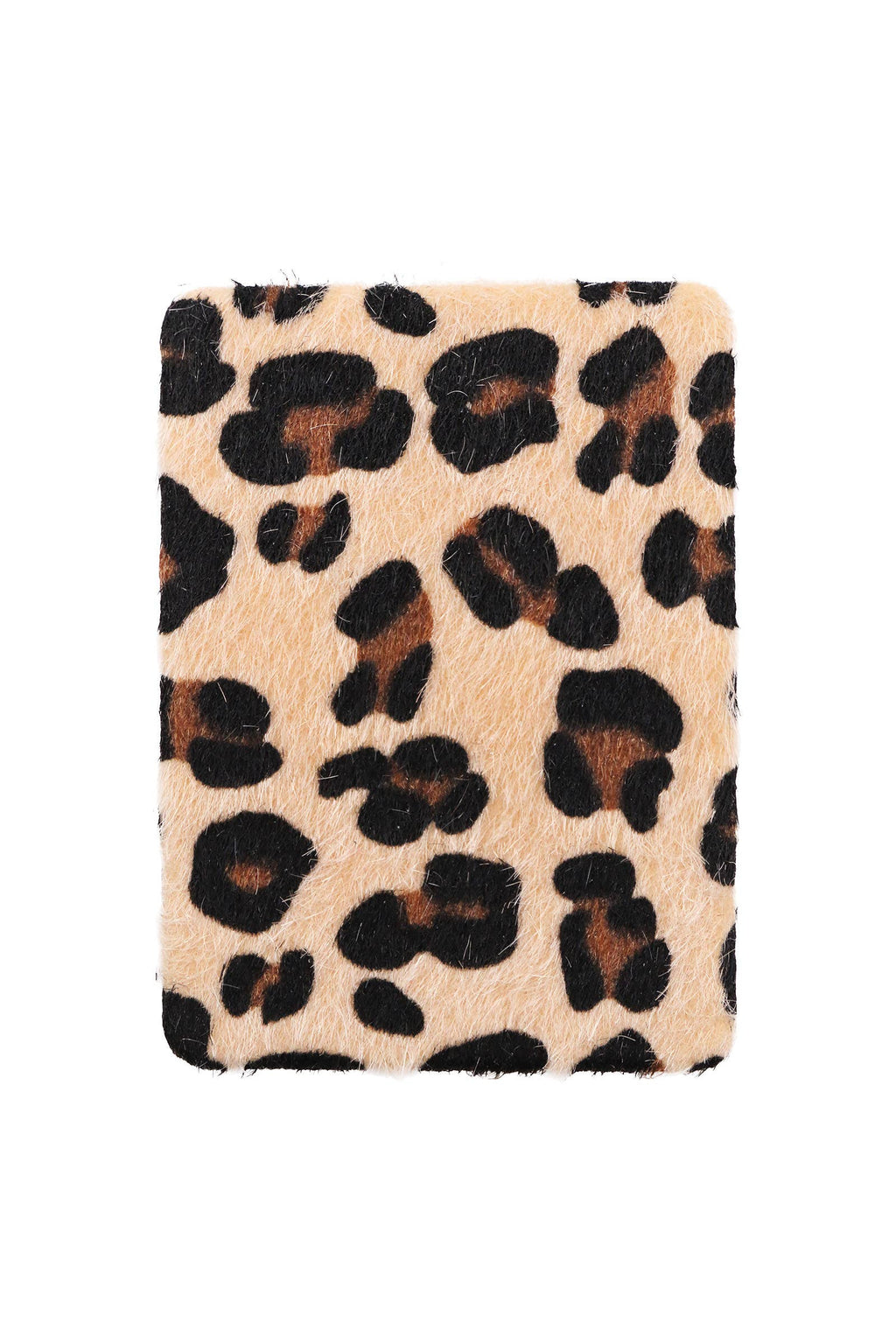 Leopard Print Fuzzy Faux Fur Compact Mirror - 12 Pcs