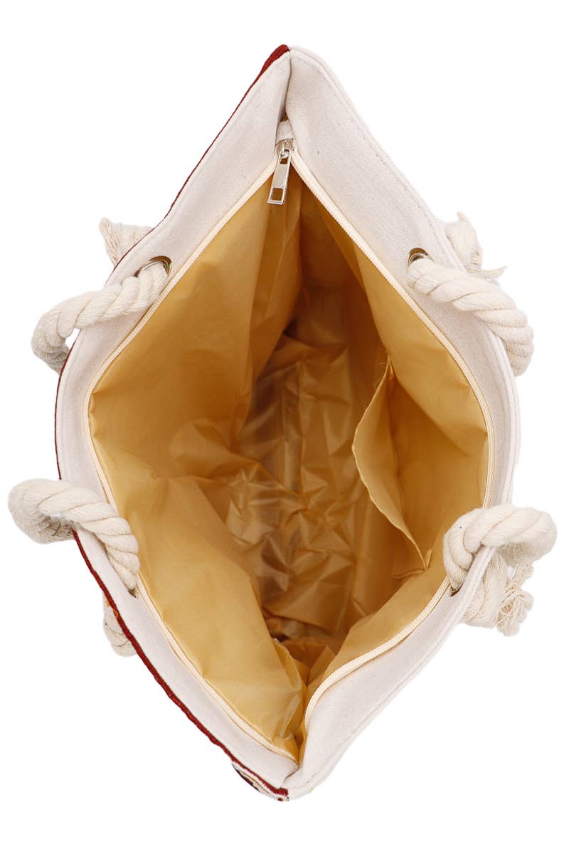 Butterfly Floral Mandala Tapestry Rope Handle Canvas Tote