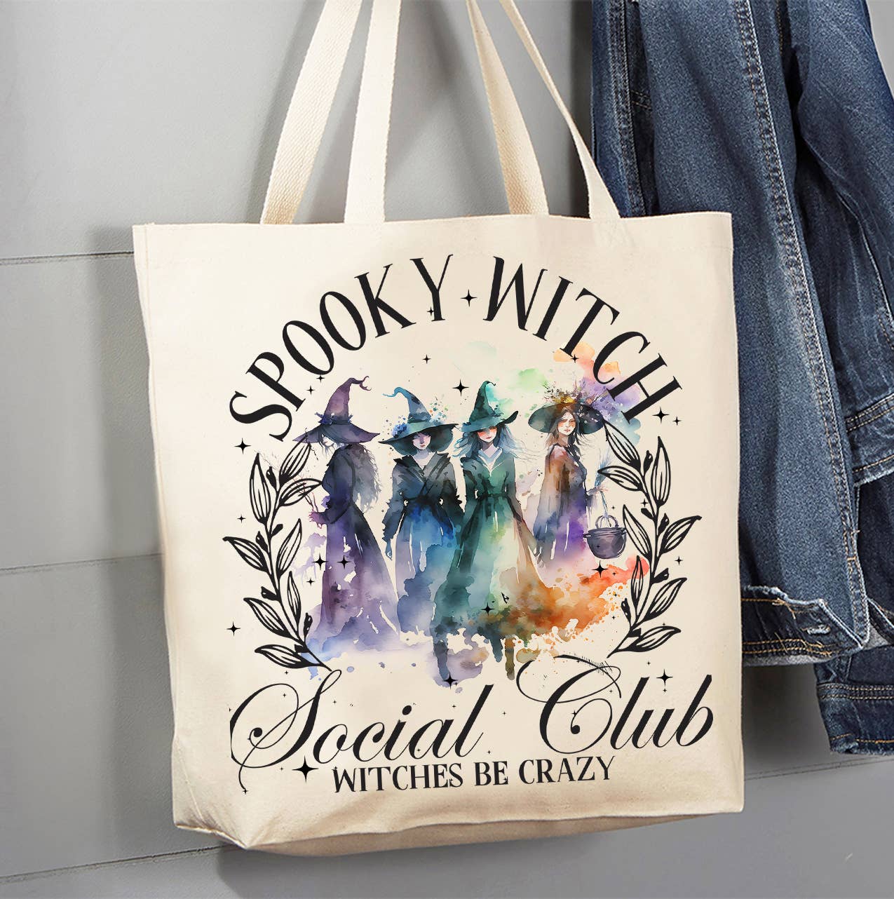 Halloween Spooky Witch Club Canvas Tote Bag