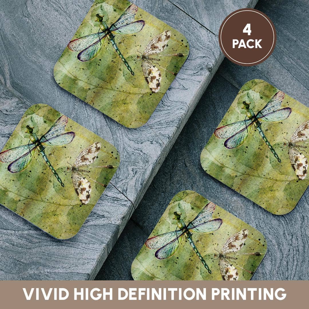 Dragonfly Vintage Collage, Soft Coaster