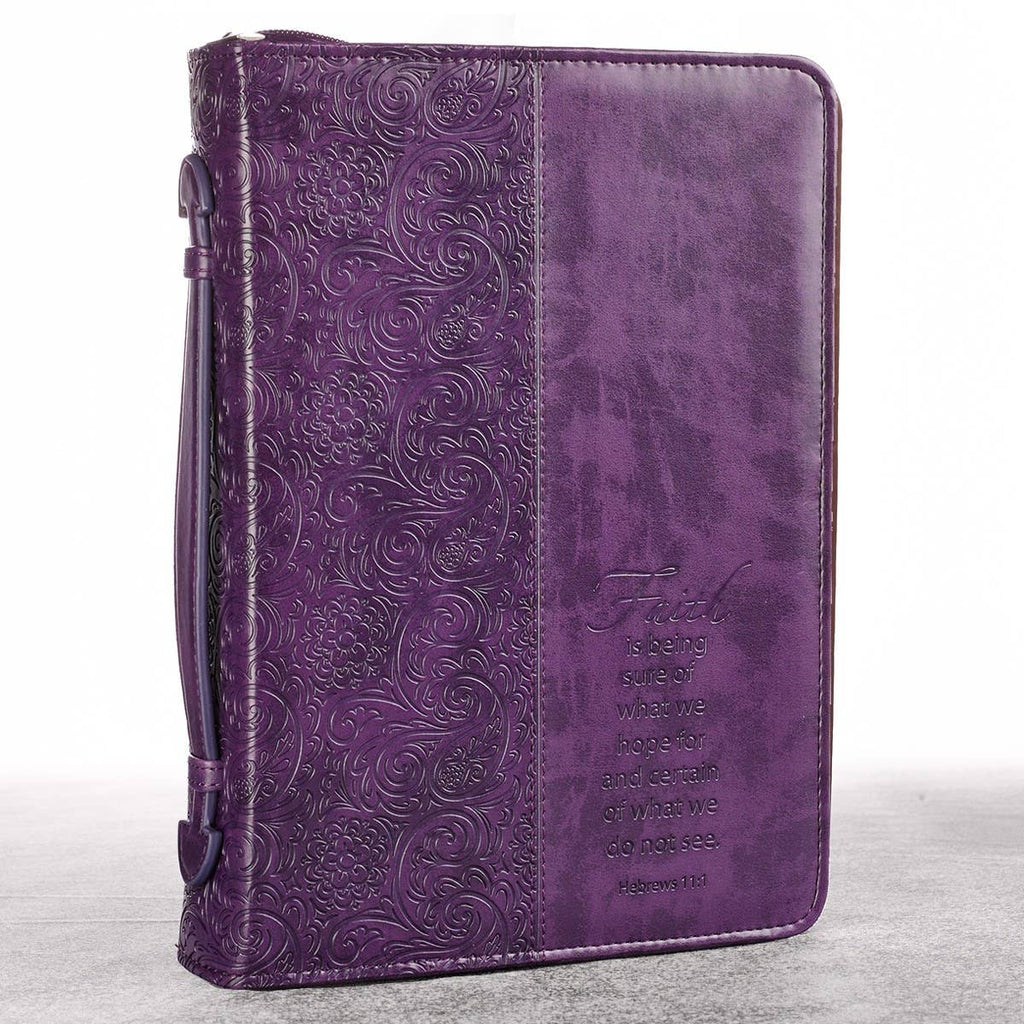 Bible Cover Fashion Purple Faith Heb. 11:1 LARGE