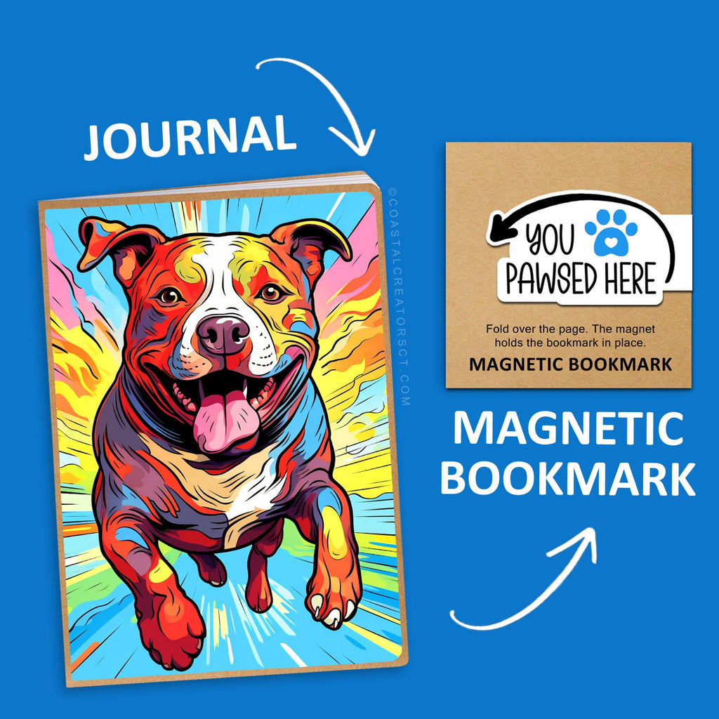 Pitbull Journal w/ Pawsed Magnetic Bookmark Set (Packaged)