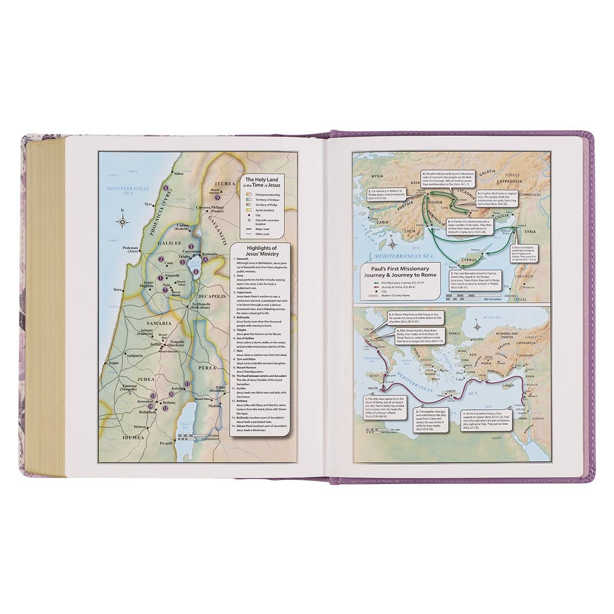 KJV Note-taking Bible Faux Leather HC, Purple Floral Printed