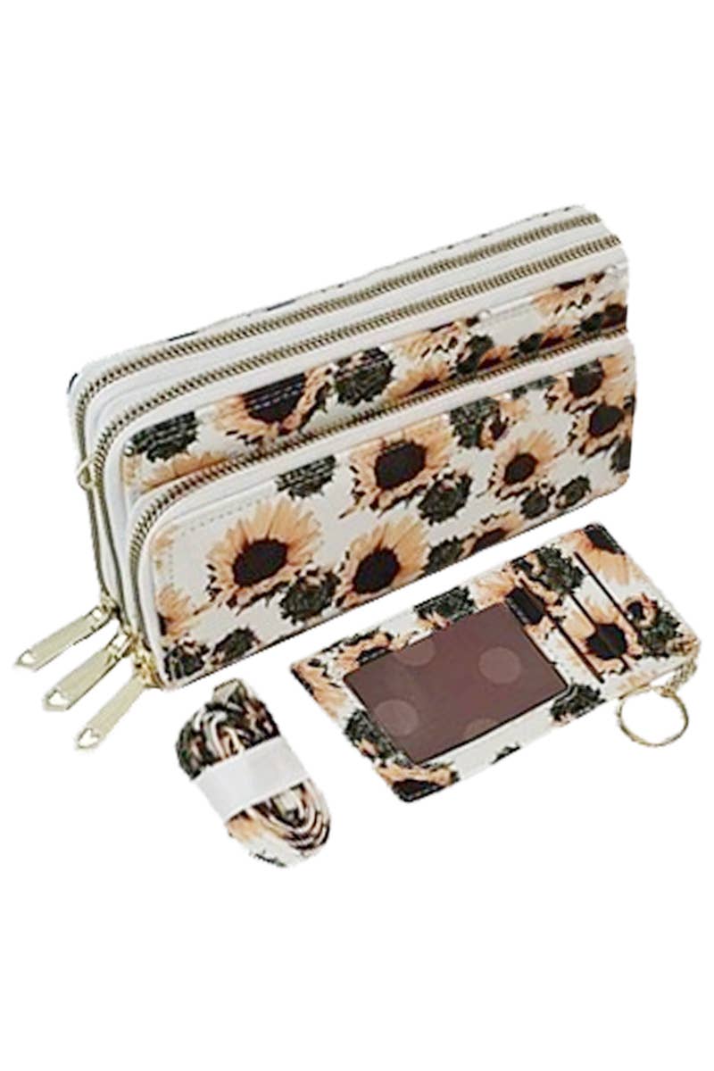 Sunflower Continental Wallet Crossbody Bag with Card Holder