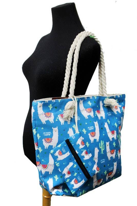 Llama And Cactus Tote Bag