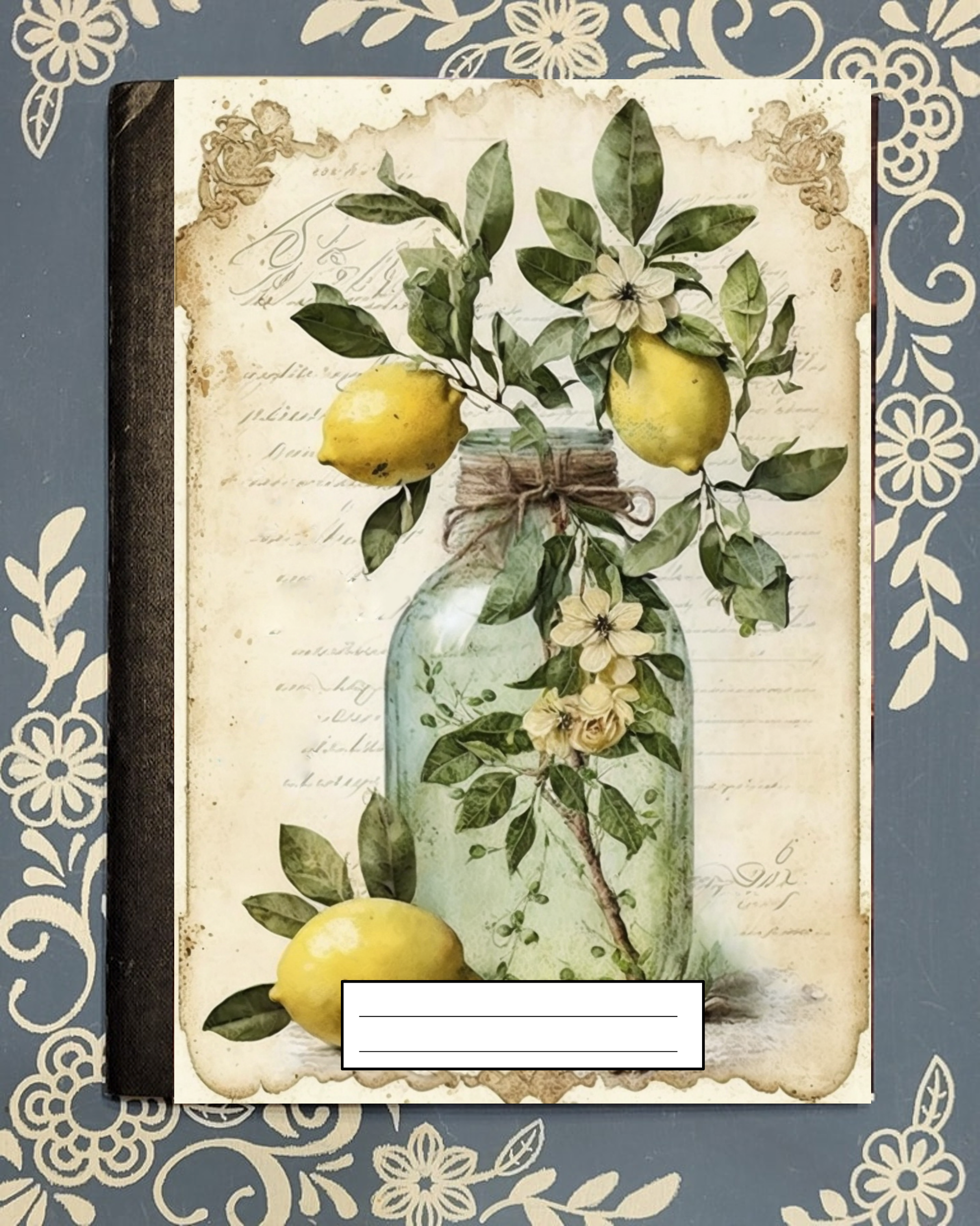 Lemon Tree in a Mason Jar, Lemon, Covered Notebook