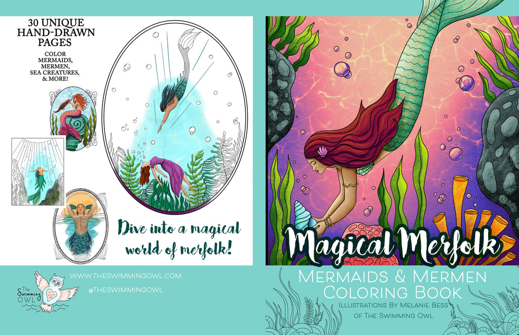 Magical Merfolk Coloring Book For Adults + Teens
