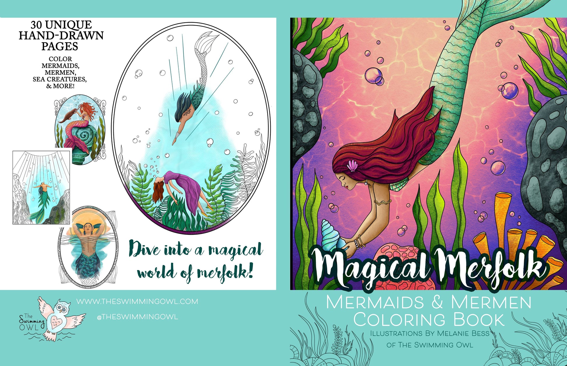 Magical Merfolk Coloring Book For Adults + Teens