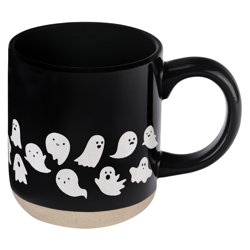 Ghost Pattern Stoneware Coffee Mug - Halloween Decor