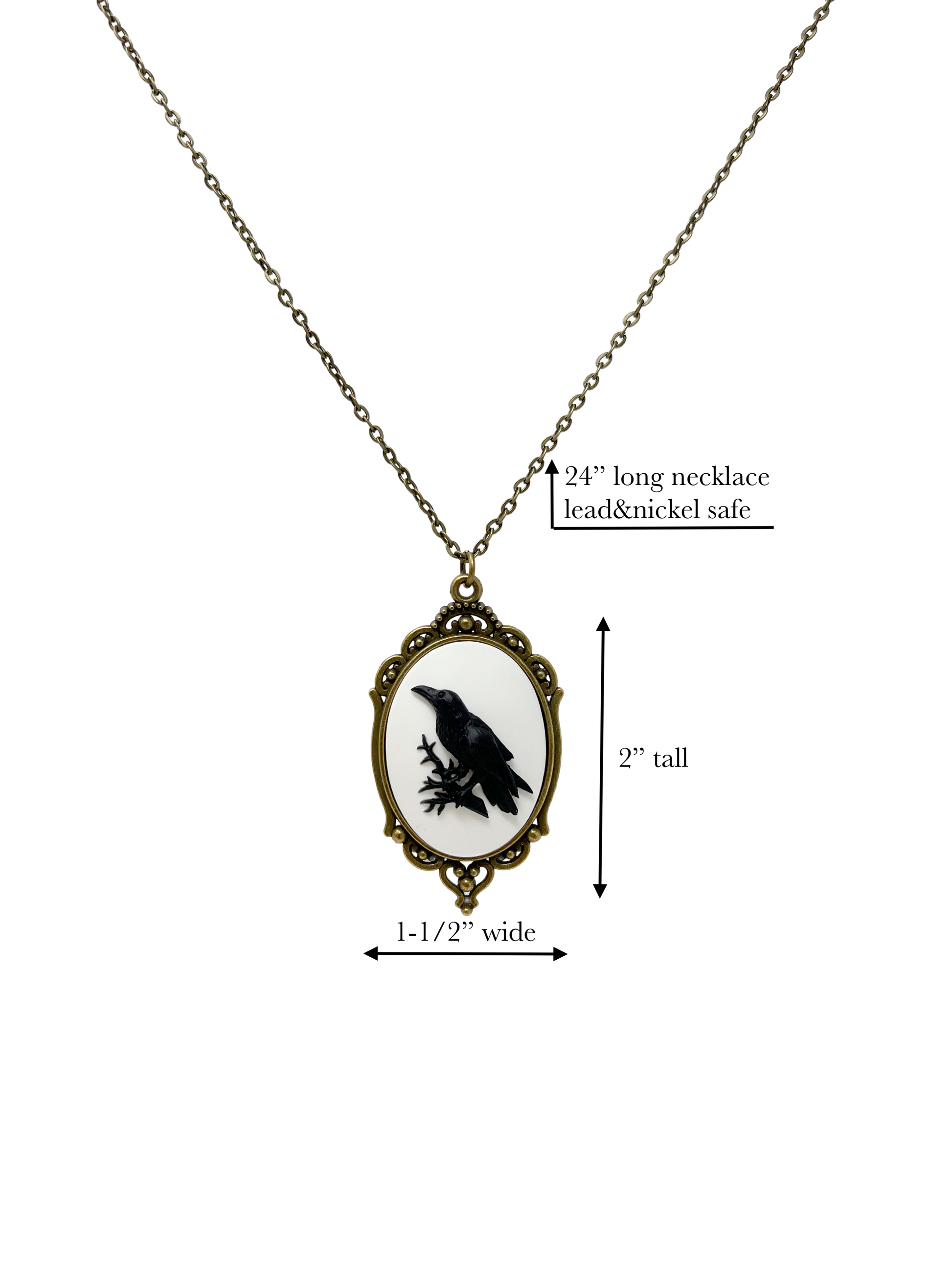 Black Raven necklace silver or bronze