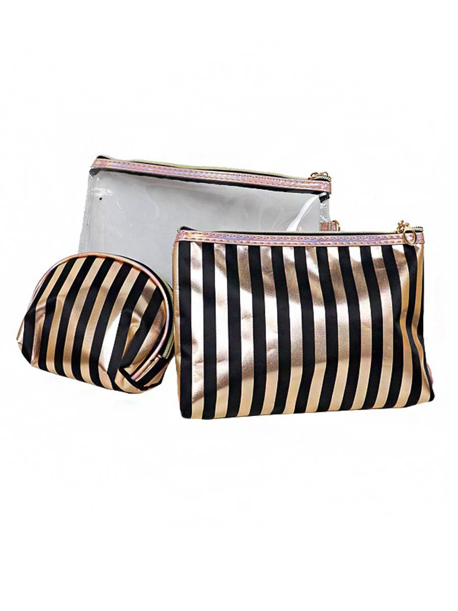 Toiletries Travel Set Striped Metallic 3-Pc