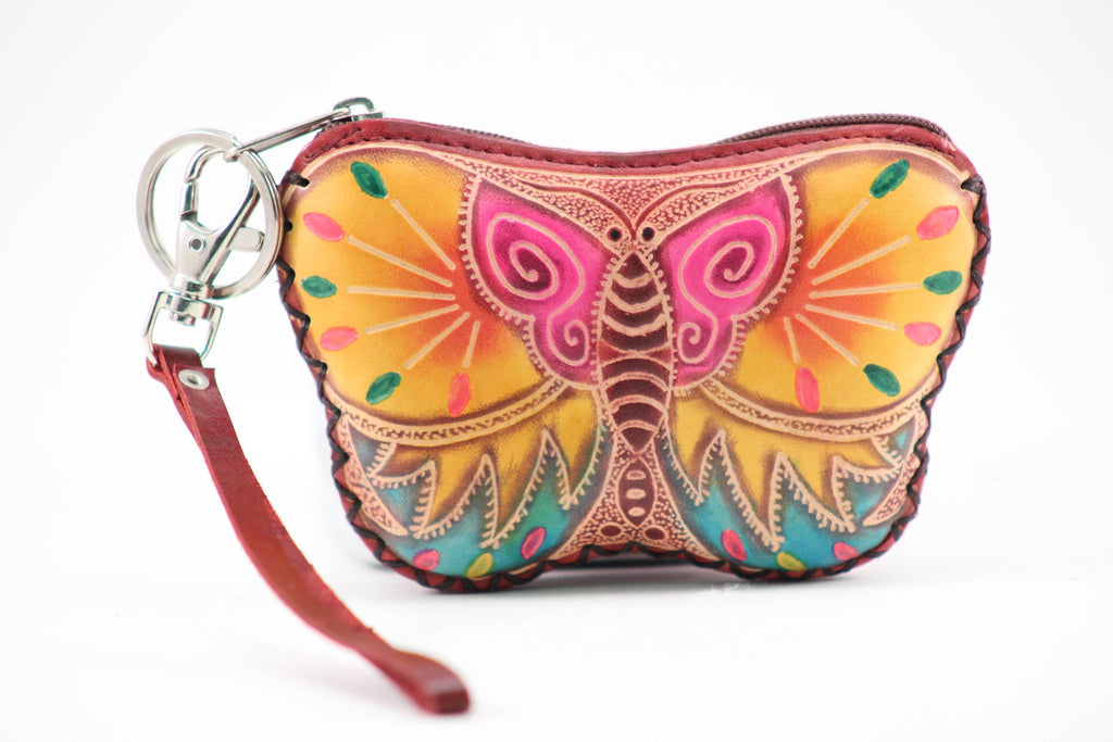 Handmade Leather Butterfly Coin Purse - T305