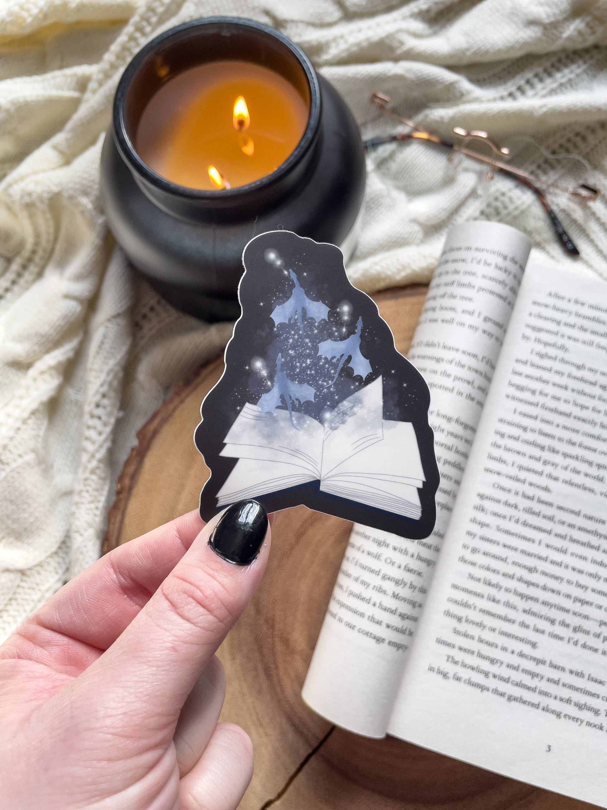 Magical Book With Dragons Waterproof Vinyl Sticker