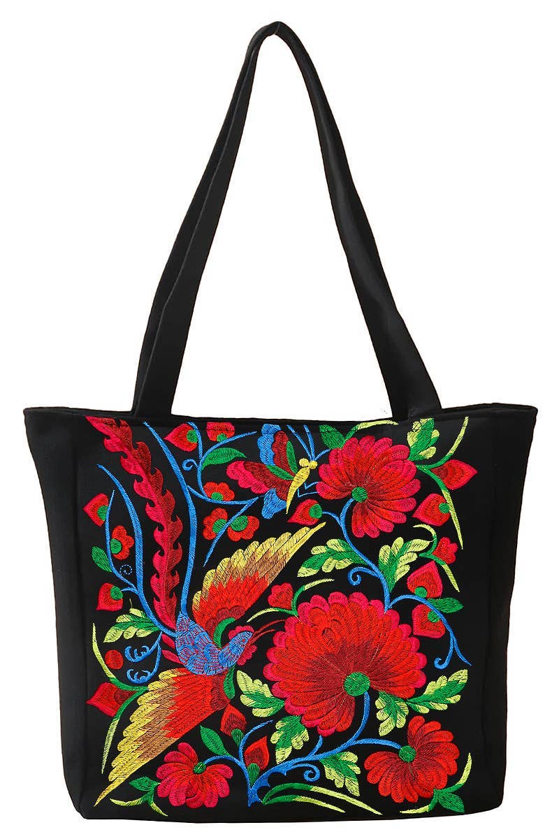 Huipil Floral Embroidered Tote