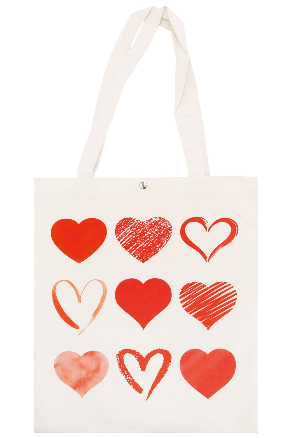 Variety Heart Snap Button Tall Canvas Tote Bag