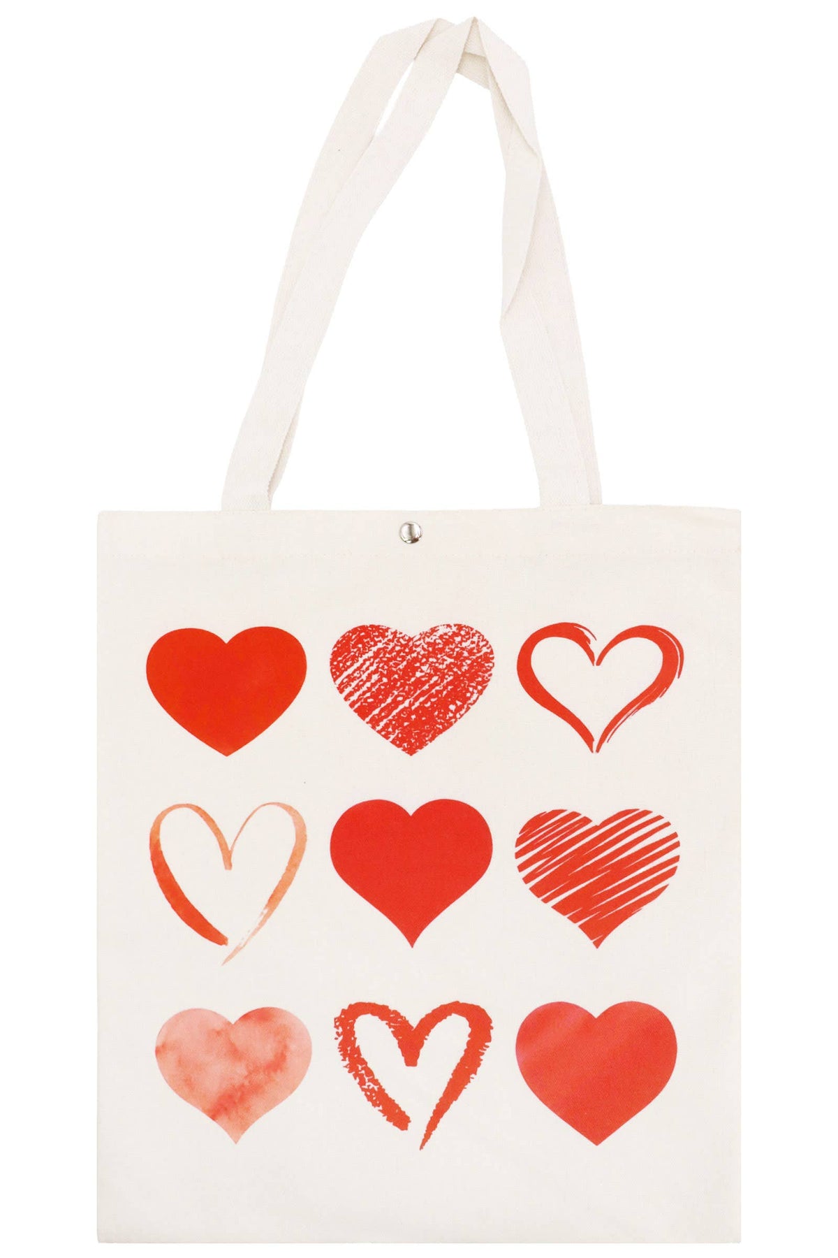 Variety Heart Snap Button Tall Canvas Tote Bag