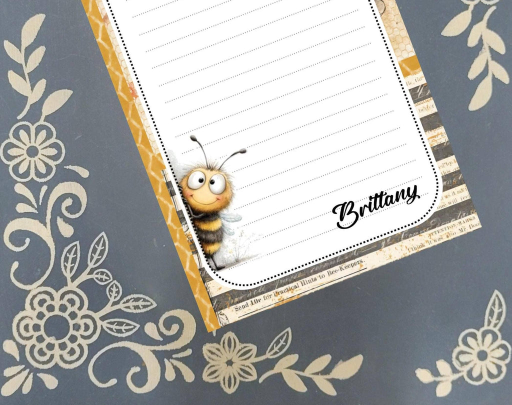 Notepad Bee Peeking, yellow, Stationery