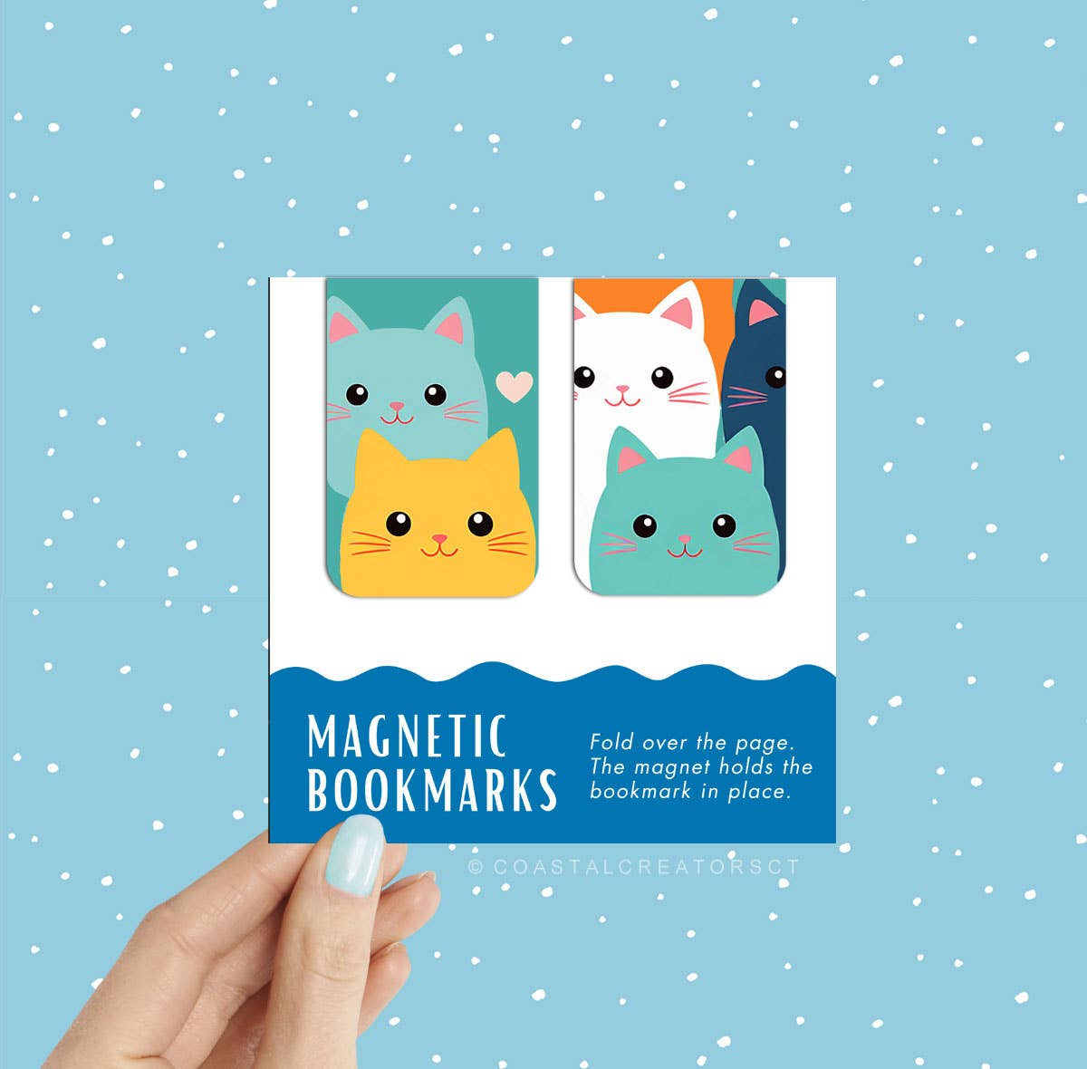 2-Pack Colorful Cats Magnetic Bookmarks (Packaged)