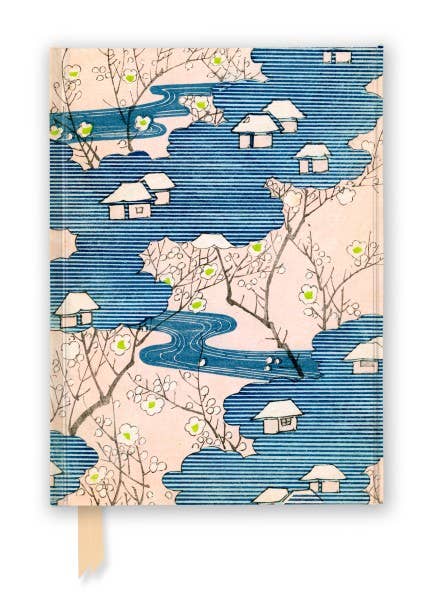 Woodblock: Cottages With Rivers & Cherry Blossoms Journal
