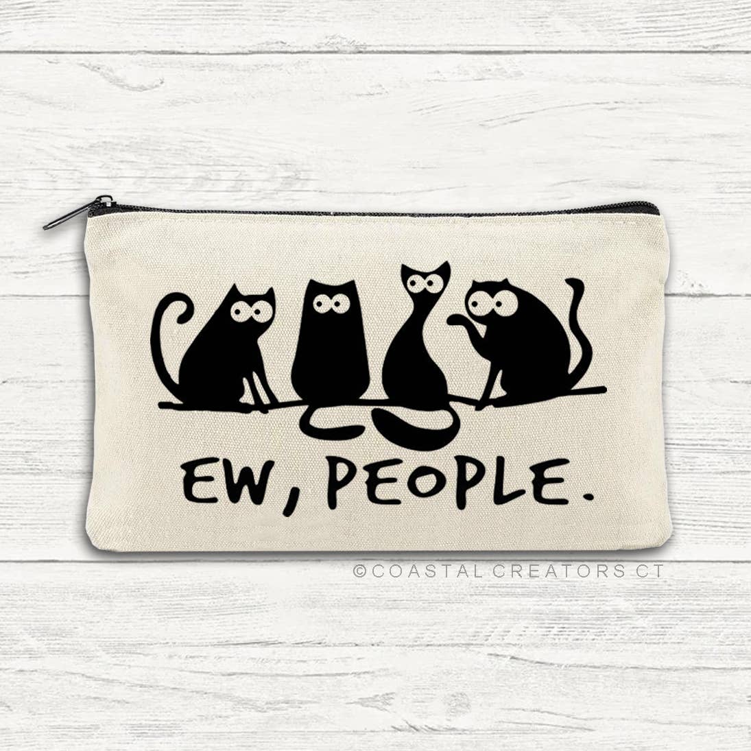 Cat Ew People Multi-Purpose Canvas Zipper Pouch