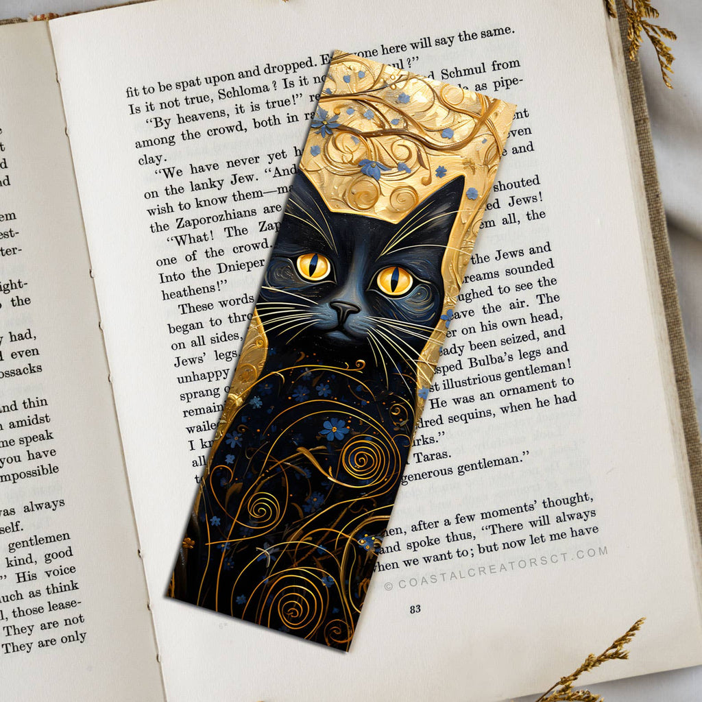 Mystical Black Cat 2"x6" Glossy Laminated Bookmark
