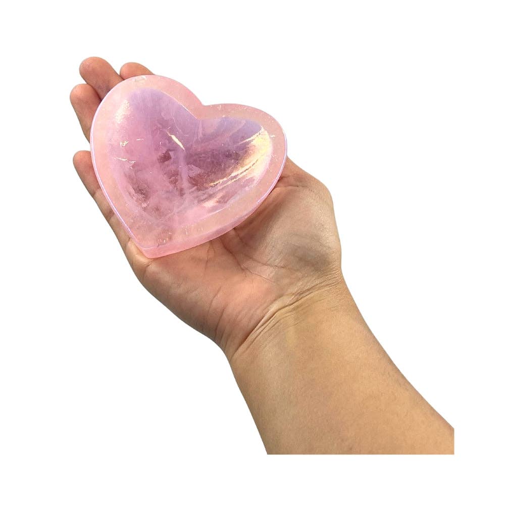 Shaped Crystals - Aura Rose Quartz Trinket Dish, Heart