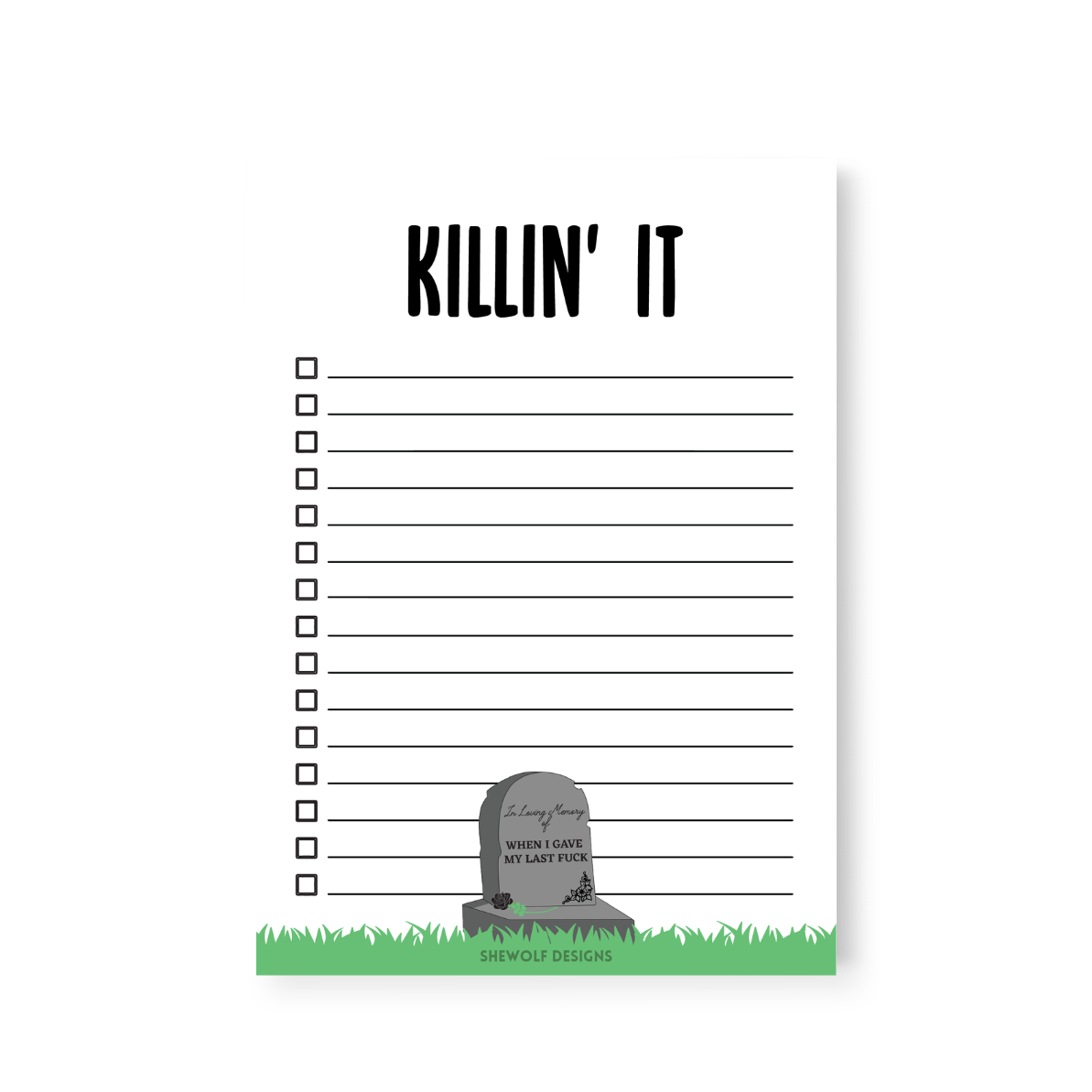 Notepad: Killin It! RIP My Last Fuck Sweary Spooky Checklist