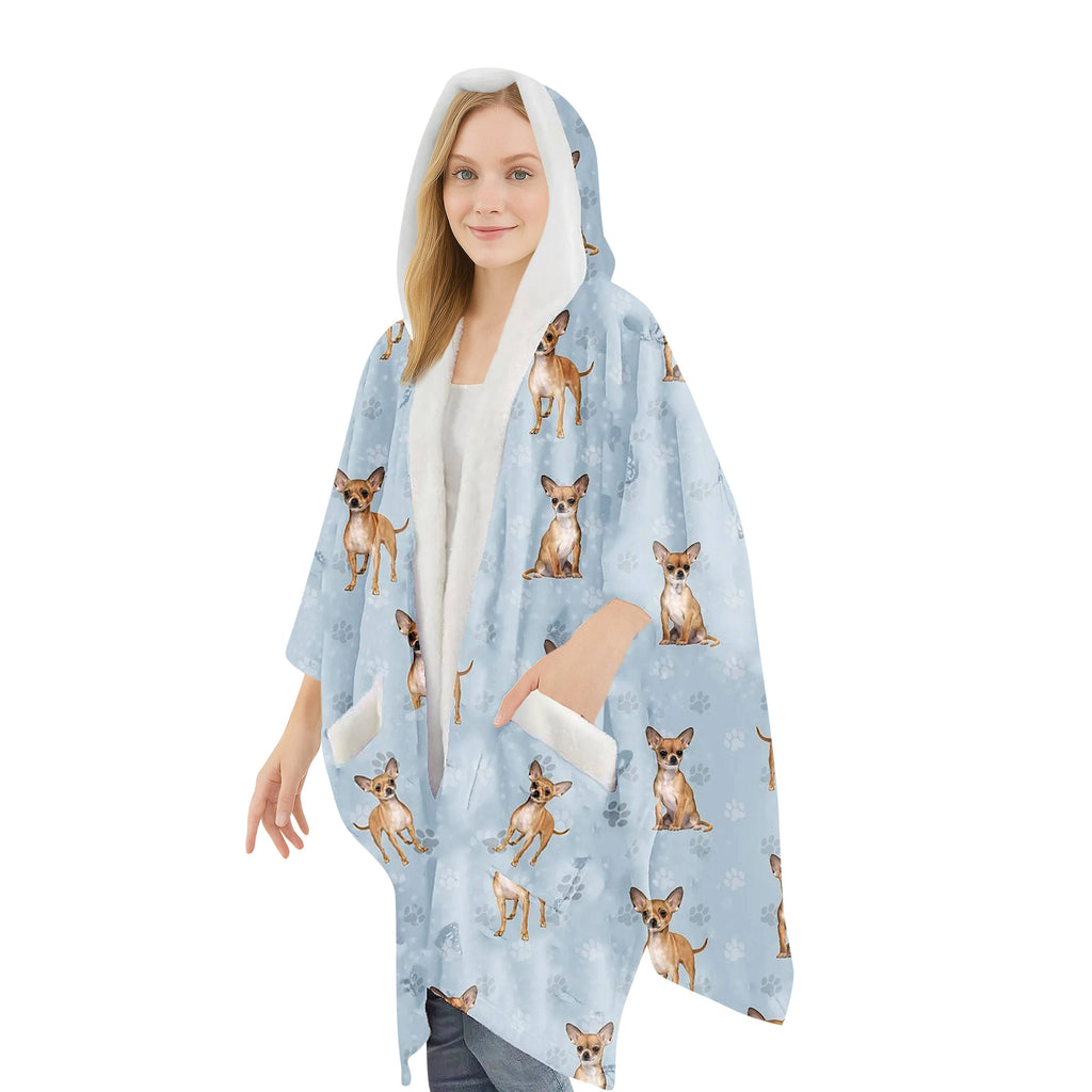 Chihuahua Snugg Wraps with Hoodie – Ultra Soft Sherpa Fleece Wrap for Pet Lovers