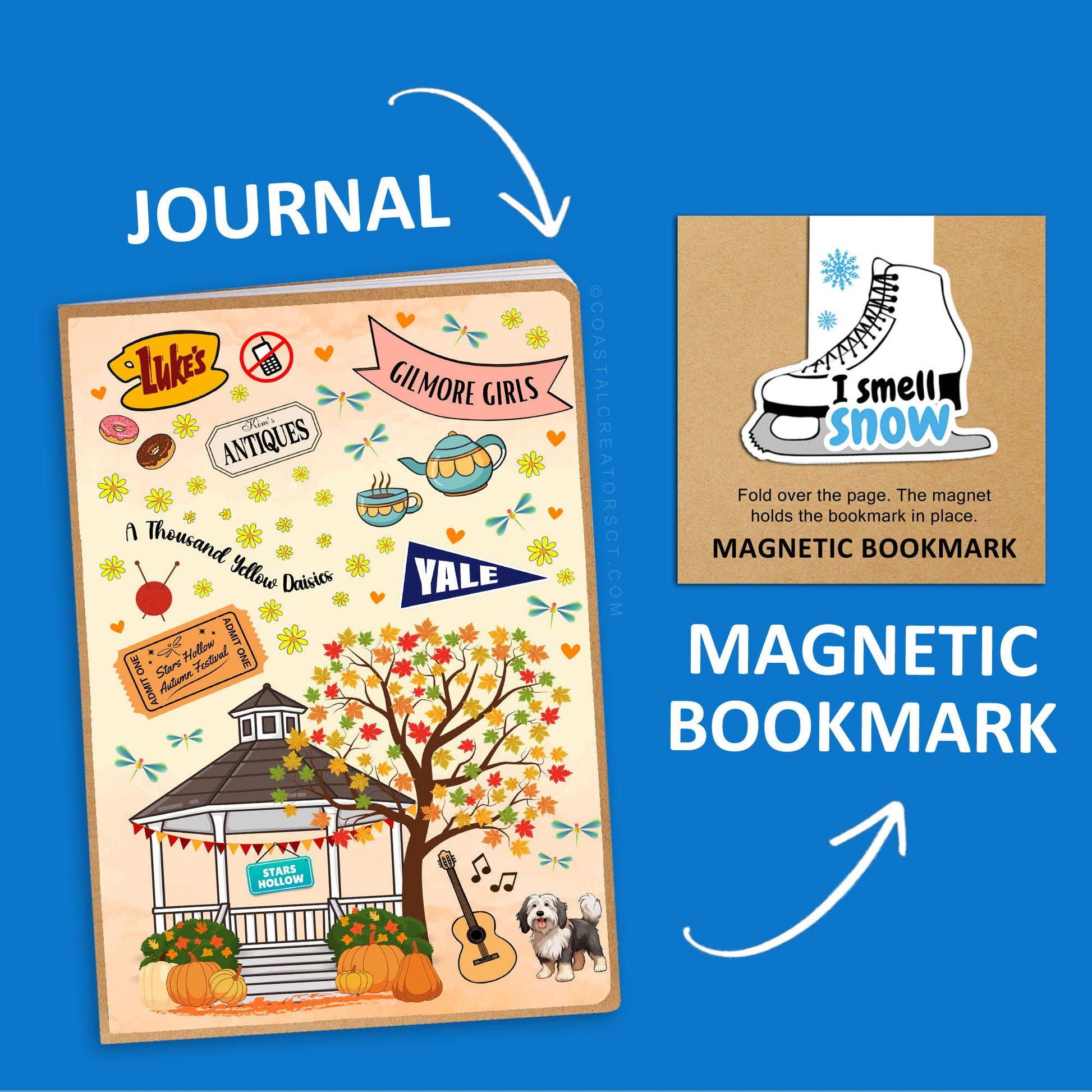 Gilmore Girls Inspired Journal with Magnetic Bookmark Set (Fall)